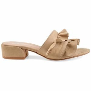 Brinley Co. Womens Salest Ruffle Faux Suede Slide-on Mules Nude, 8.5 Regular US